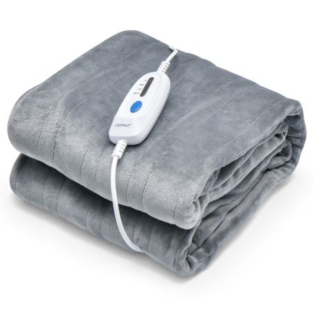 
Costway Warmtedeken Elektrische deken met 4 warmtestanden 130 x 180 cm grijs