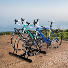 fietsenrek vloerstandaard fietsenrek voor 2 fietsen meervoudige standaard display standaard fietshouder zwart 60 x 53 x 56 cm