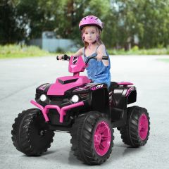 Costway 12V Elektrische kinder Quad ATV rijden op auto op batterijen aangedreven 4 wielen atvvoor kinderen vanaf 3 jaar roze