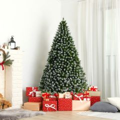 Costway 150cm Kunstkerstboom met Sneeuw Luxe Besneeuwde Kerstboom Groen