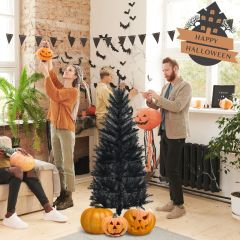 Costway 150/180/210 cm hoher Halloween- und Weihnachtsbaum Schlanker Bleistiftbaum Tannenbaum Schwarz