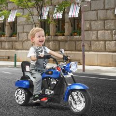 Costway 6V Elektrische Motorfiets met Verstelbare Koplamp Motorfiets met Muziek 91 x 48 x 64 cm Blauw + Zwart