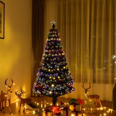 Costway 150 cm Kerstboom met Hoge Kwaliteit PVC Naalden Verlichte Boom met 8 Knipperende Modi Groen