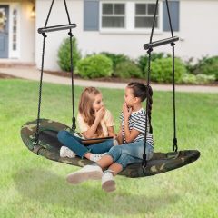 Costway nestschommel kinderen boomschommel met 100-160cm verstelbare touw hangende schommel 150kg laadvermogen 123x45cm