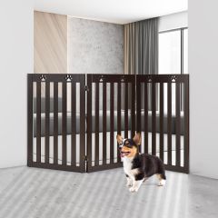 Costway Barrier Dogs 89cm hoog houten veiligheidshek opvouwbare deur veiligheidshek bruin