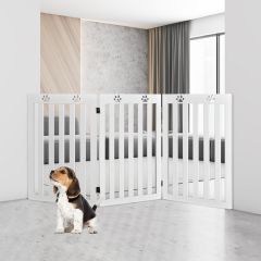 Costway Barrier Dogs 89cm hoog houten veiligheidshek opvouwbare deur veiligheidshek wit