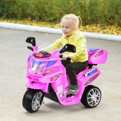 Kinderfiets 6 V Elektrische Motorfiets met Muziek en Koplamp Roze
