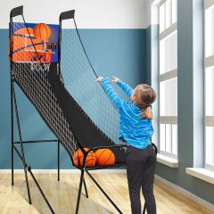 Costway Draagbaar Arcade Basketbal Spel Basketbal Machine voor Kinderen 208 x 62 x 207 cm Zwart