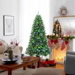 Costway 180 cm LED Kerstboom met 9 Lichtstanden Kunstkerstboom Groen