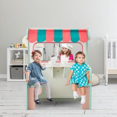 Costway Kinderkeuken Dubbelzijdig Koken Speelgoed met Kraan Gootsteen Oven 71 x 53 x 91,5 cm