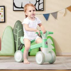 Babyloopfiets Vanaf 1 Jaar Loopfiets Zonder Pedaal met 4 EVA-Wielen Rijspeelgoed voor Peuters (Groen)
