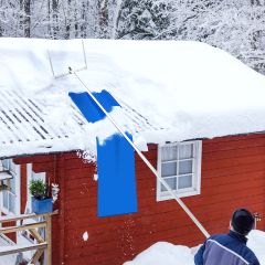 Costway dak sneeuw Shovel Aluminium sneeuw verwijderen tool met 3 verlengstukken stokken Silver + Blue