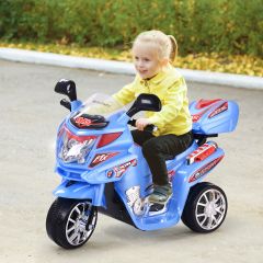 Kinderfiets 6 V Elektrische Motorfiets met Muziek en Koplamp Blauw
