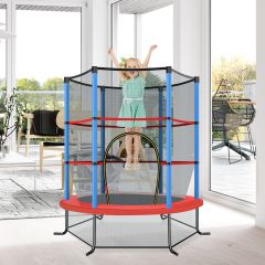 Ø140cm tuintrampoline met veiligheidsnet trampoline tot 135KG belasting voor kinderen vanaf 3 jaar marineblauw