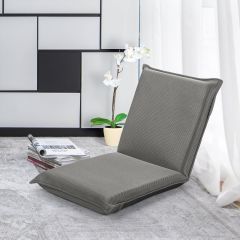 Costway Floor Chair Vloerstoel met 6-traps verstelbare rugleuning Game Chair gestoffeerd grijs