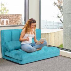 Floor Sofa Verstelbare Slaapbank Slaapbank Luie Slaapbank met 2 Kussens Blauw