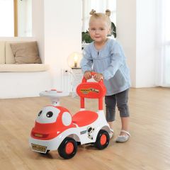 Costway Kinderauto 3 in 1 Speelgoedauto om te Glijden & te Duwen met Licht Oranje