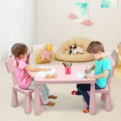 Costway Kindertafel en 2 Stoelen 3 TLG. Kinderzitgroep Kindermeubelset Roze