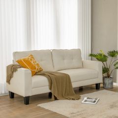 Costway Moderne Sofa voor 2-3 personen met 2 afneembare rugkussens 202 x 75 x 94 cm Beige