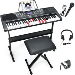 Costway 61 Toets Elektrische Piano Digitaal Toetsenbord Draagbaar Muziekinstrument Zwart + Wit