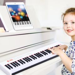 Costway 61-toetsen digitaal keyboard elektrische piano met draagtas 90 x 21 x 6 cm wit