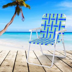 Costway set van 6 klapstoelen strandstoel draagbare tuinstoel voor kamperen met armleuningen blauw