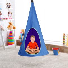 Costway hangtent hangende grot hangstoel kinderen vliegenschommel kinderen hangende grot hangstoel 80x80x140cm blauw