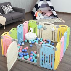 14-Paneel Baby grondbox Opvouwbare Veiligheid Speelruimte Activiteitencentrum Box Opvouwbare Hek Kleurrijk