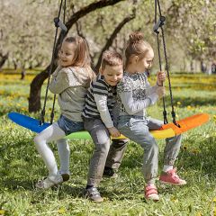 Nestschommel Kinderen Boomschommel met 100-160cm Verstelbare Touw Hangende Schommel Kleurrijk 123x45cm