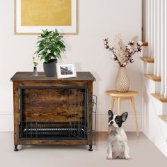 Hondenkooi Houten Hondenbox met Dubbele Deuren Decoratieve Dierenkooi 69 x 47 x 61 cm Bruin