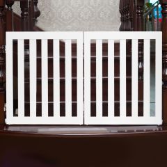 Costway Barrier Dogs 60 cm Hoog Veiligheidshek Houten Kinderhek Opvouwbaar 2 Panelen Wit