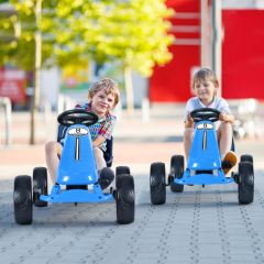 Costway skelter met verstelbare zitting Race skelter met pedalen voor kinderen 100 x 58,5 x 62 cm Blauw 