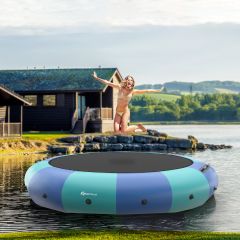 457cm Opblaasbare Watertrampoline met 500W Elektrische Inflator Trampoline Bounce Blauw + Groen