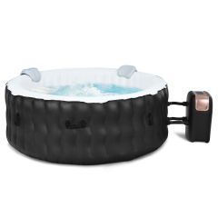 Costway opblaasbare whirlpool Ø180cm massage spa zwembad rond met 108 massagestralen verwarmingsfunctie voor 4 personen zwart