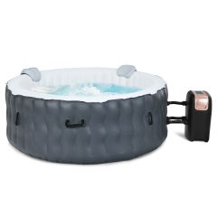 Costway opblaasbare whirlpool Ø180cm massage spa zwembad rond met 108 massagejets verwarmingsfunctie voor 4 personen grijs