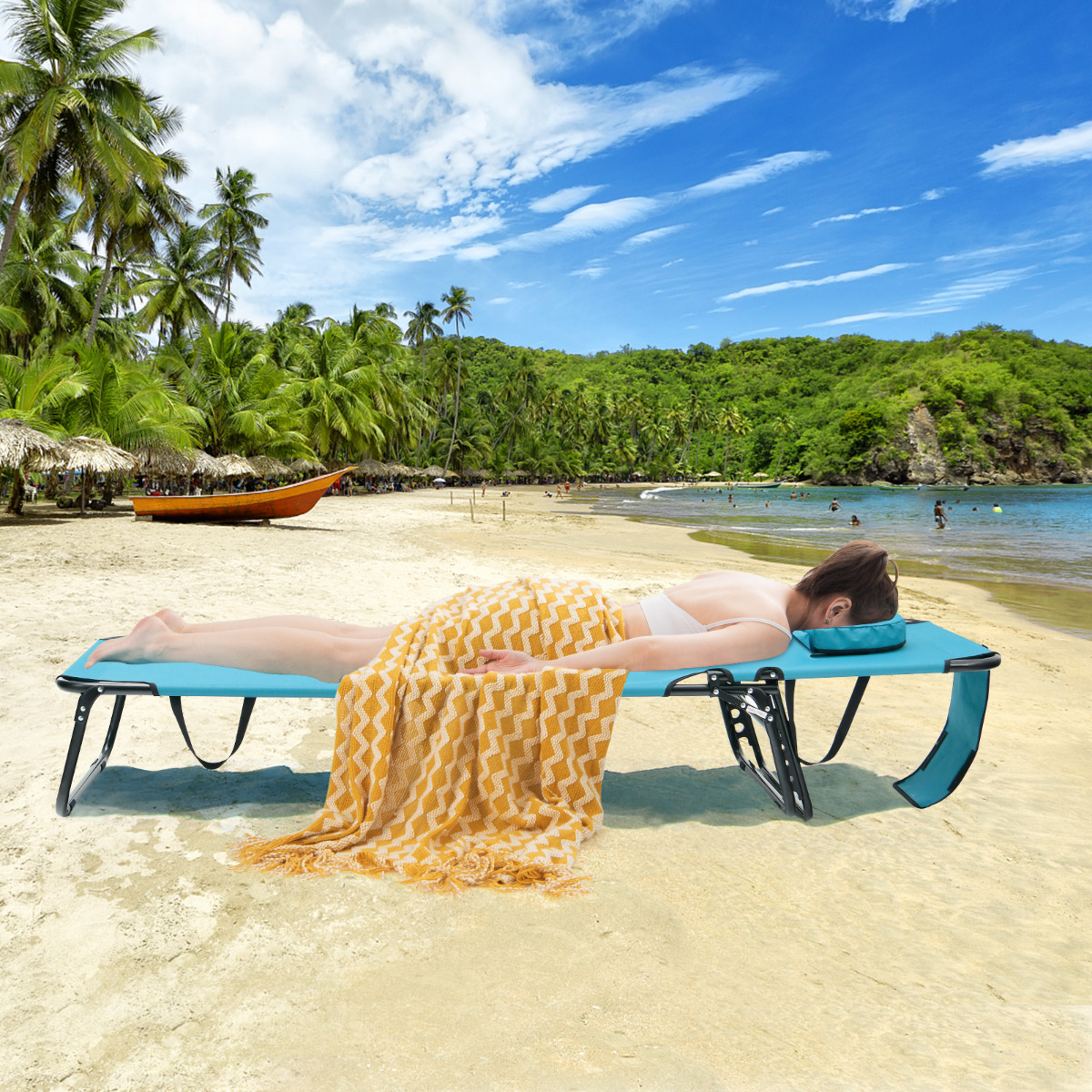Zonneligstoel met Gezichtsopening Inklapbare Ligstoel Strandstoel Ligstoel voor Tuin en Zwembad Lich