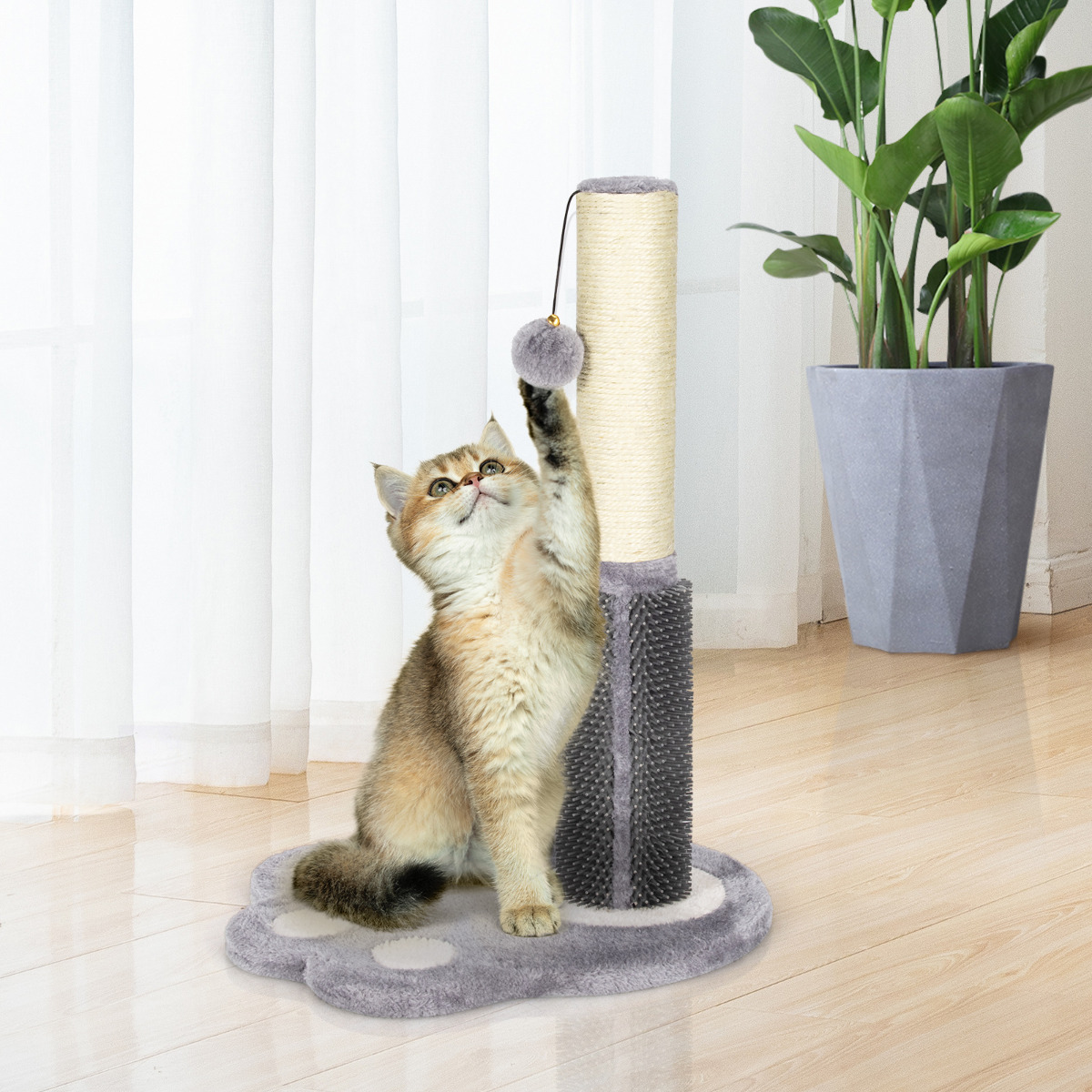 52 cm Krabpaal Kattenklimrek voor Katten 2 in 1 Verticale Krabplank voor Katten voor Binnen en Buite