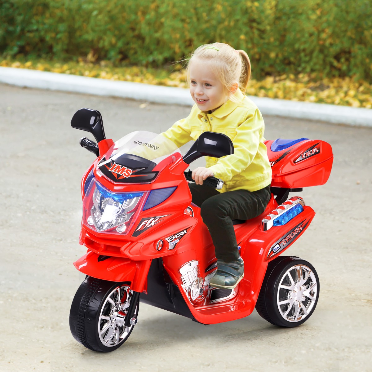 Kinderfiets 6 V Elektrische Motorfiets met Muziek en Koplamp Rood