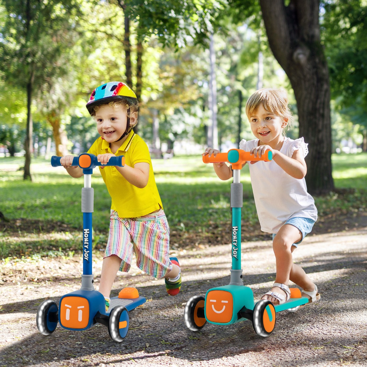 Kinderscooter Opvouwbare Pedaalscooter met 3-Voudig in Hoogte Verstelbaar Stuur Kinderscooter Groen
