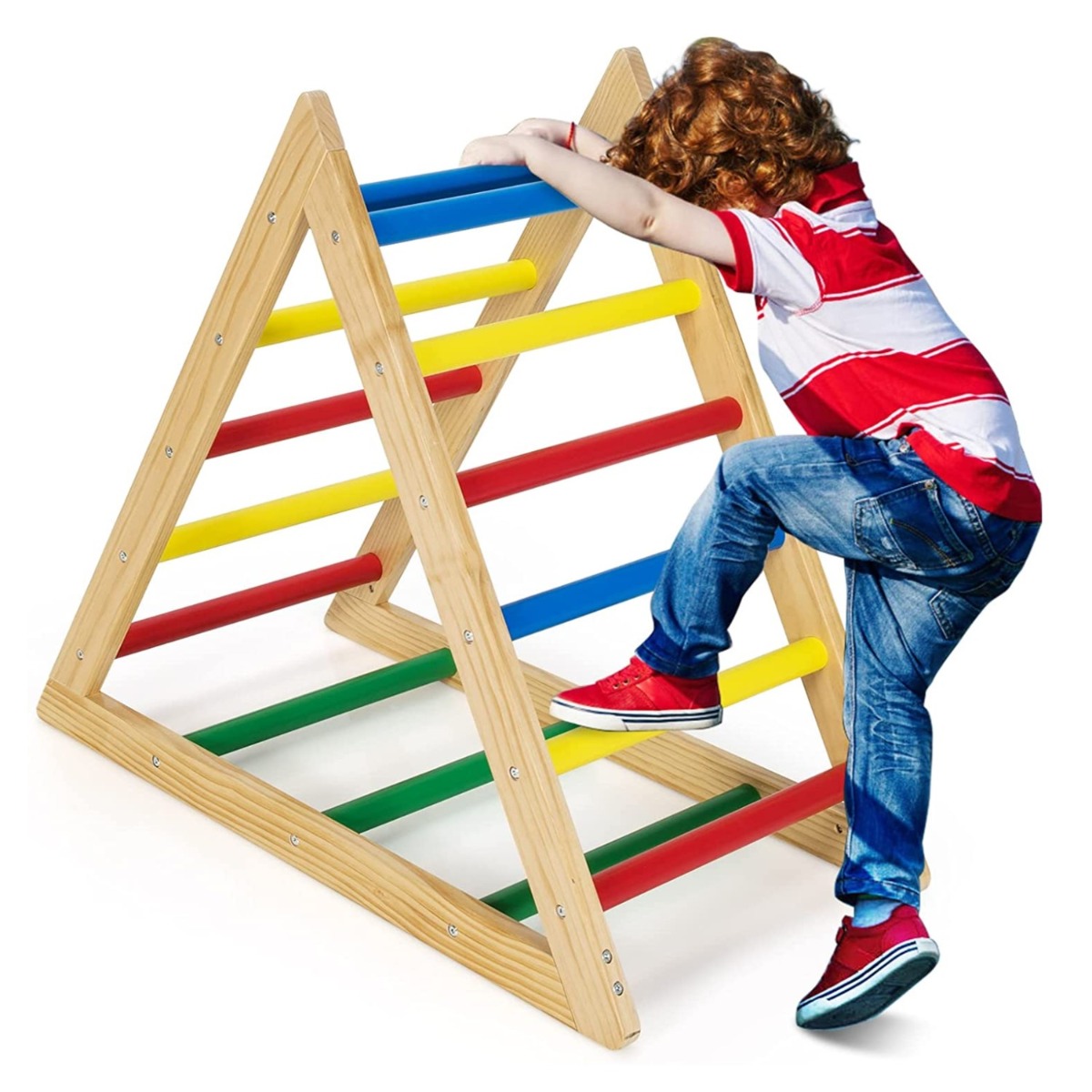 Climbing Triangle Ladder Houten Triangle Climbers voor kinderen 93 x 46 x 81 cm Kleurrijk