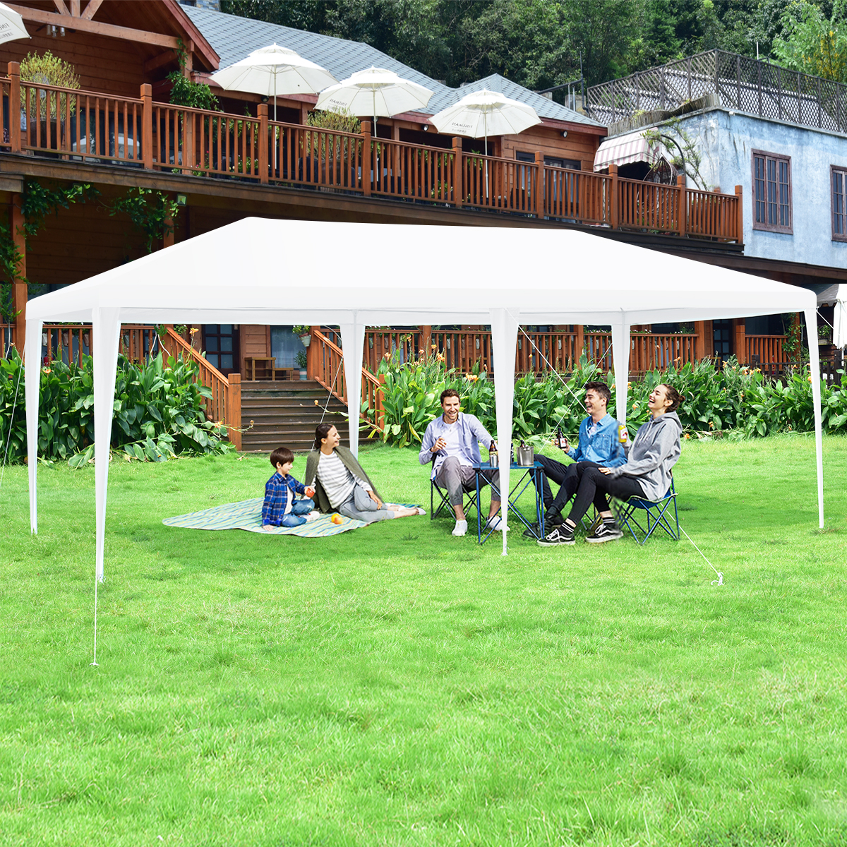 Tuinpaviljoen feesttent met 4 uitneembare zijwanden paviljoen biertent UV-bescherming tuintent incl.