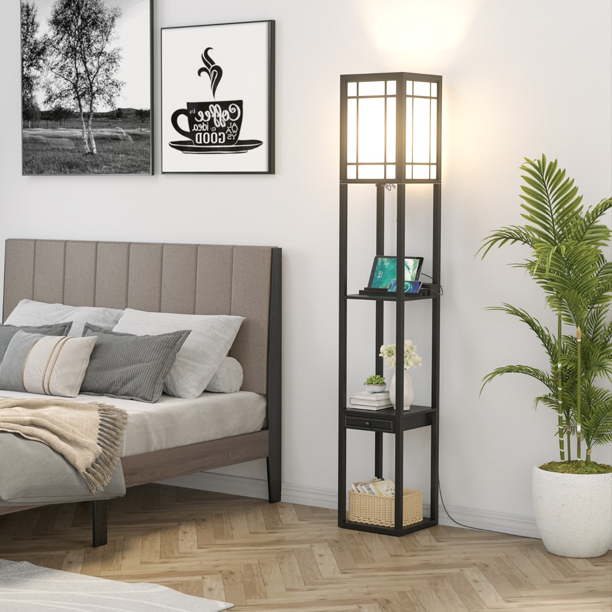 Moderne Plank Vloerlamp voor Woonkamer en Slaapkamer 26 x 26 x 160,5 cm Zwart