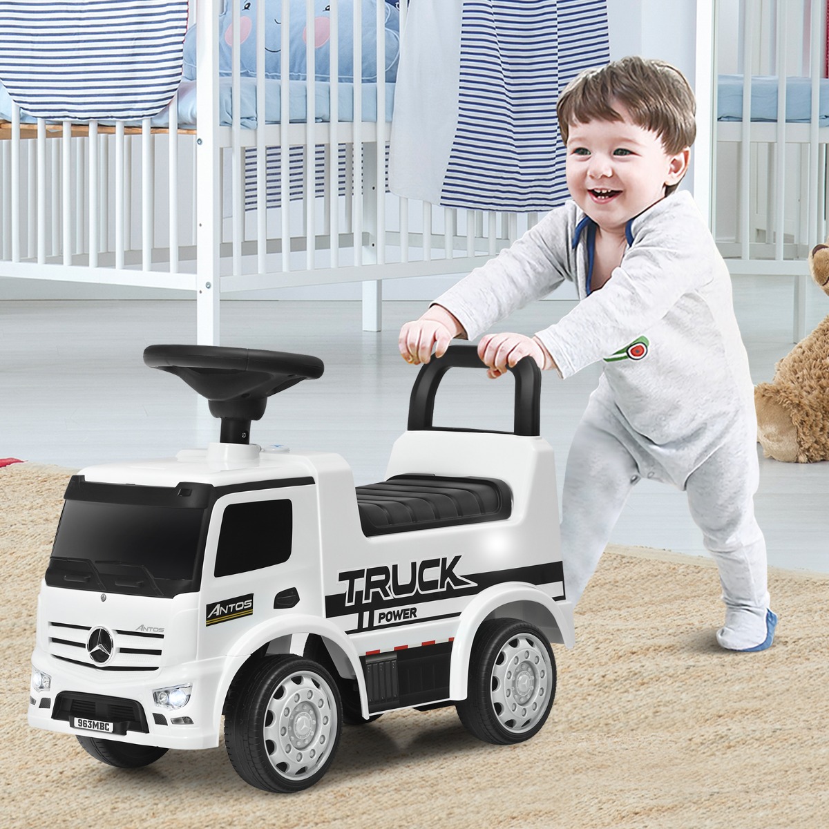 Kindervoertuig Mercedes Benz Auto Kinderwagen Speelgoedauto 61,5 x 28,5 x 43 cm Wit + Zwart