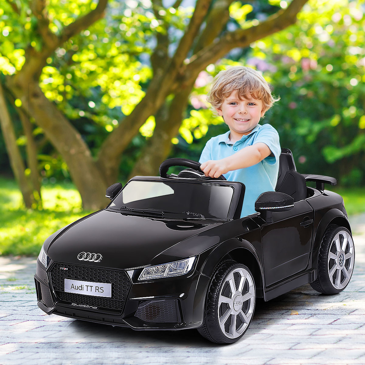 12V kinderauto met 2.4G afstandsbediening 3 snelheden elektrische auto kindervoertuig zwart