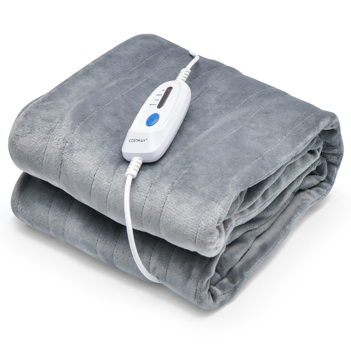 Warmtedeken Elektrische deken met 4 warmtestanden 130 x 180 cm grijs