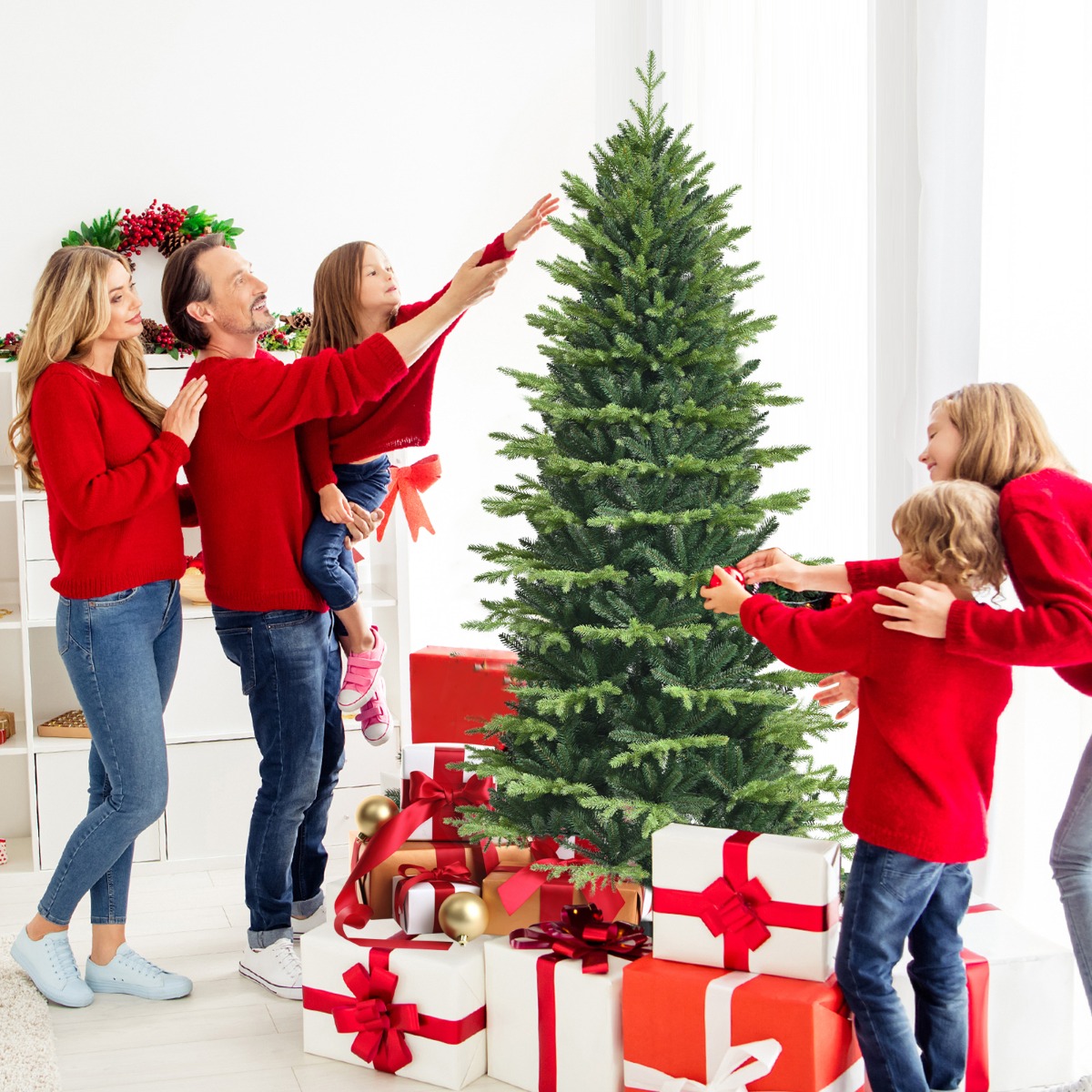 Onverlichte Kunstmatige Kerstboom met 1462 PE & PVC Takken & Metalen Standaard 180 cm
